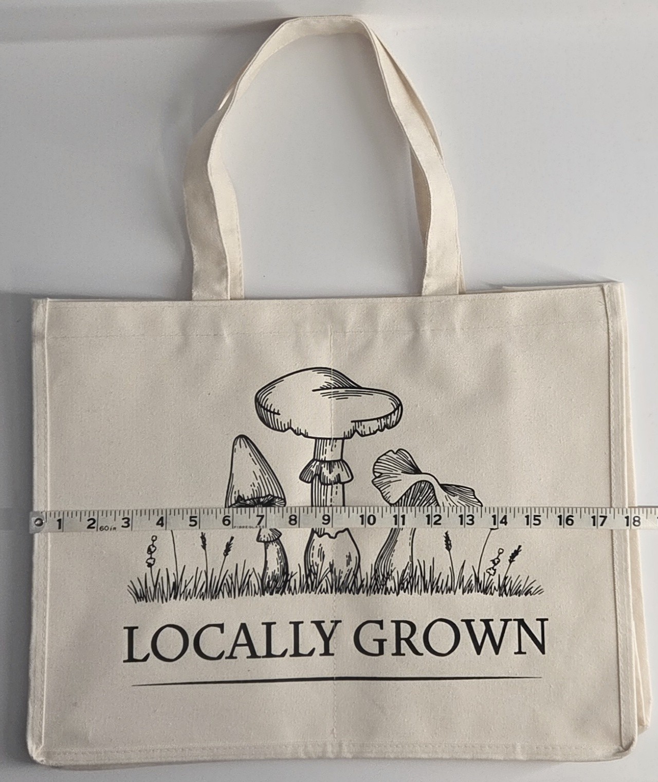 NWOT Locally Grown Mushroom Canvas Tote Bag 14×18” Crunchy Cottagecore Foraging