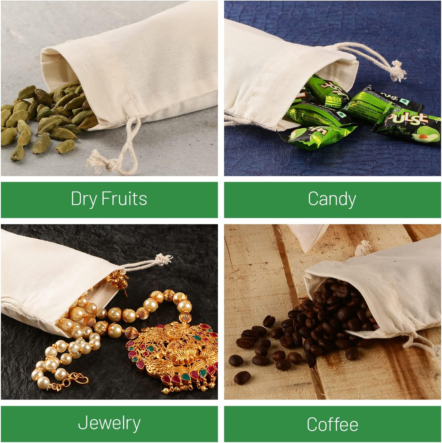 24 Pack Organic Cotton Muslin Bags | 4X6″ | Reusable Small Cloth Bag