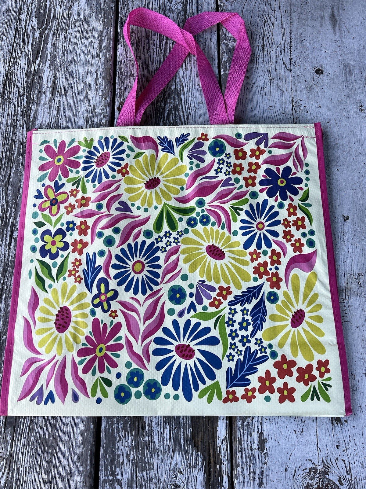 LARGE HomeGoods Shopping Tote Bag SPRING FLOWERS REUSABLE Eco Friendly