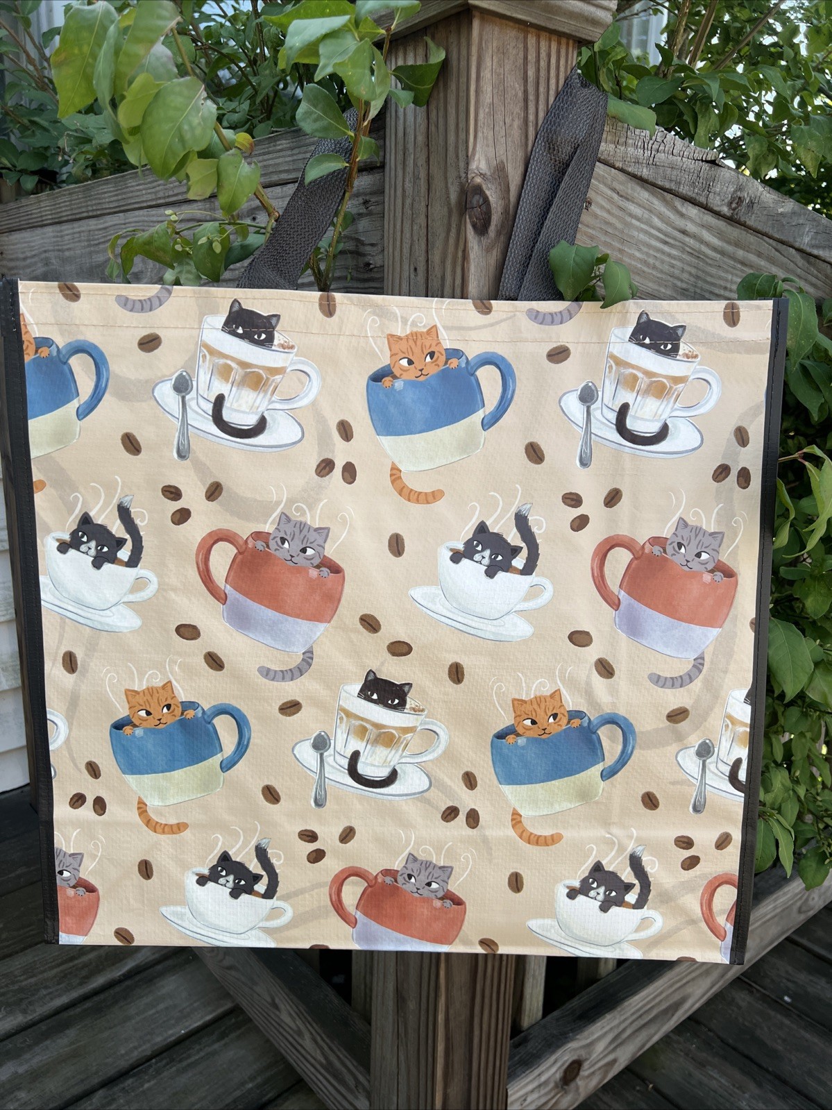 NEW CATS Reusable Shopping Bag TJX Tote CATS Cats & COFFEE-CUPS☕️