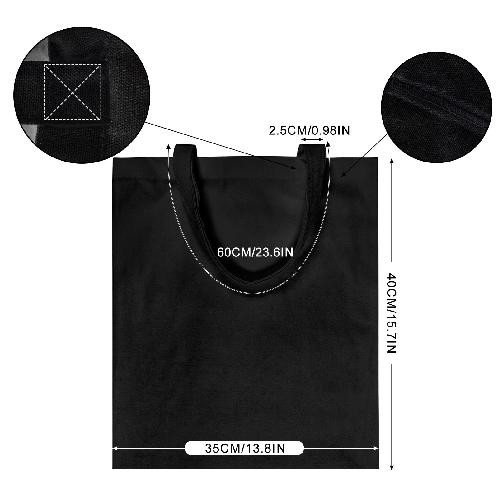 6 PCS Canvas Tote Bag, 14×16 Inches Reusable Cotton Tote Bags with Handles, H…