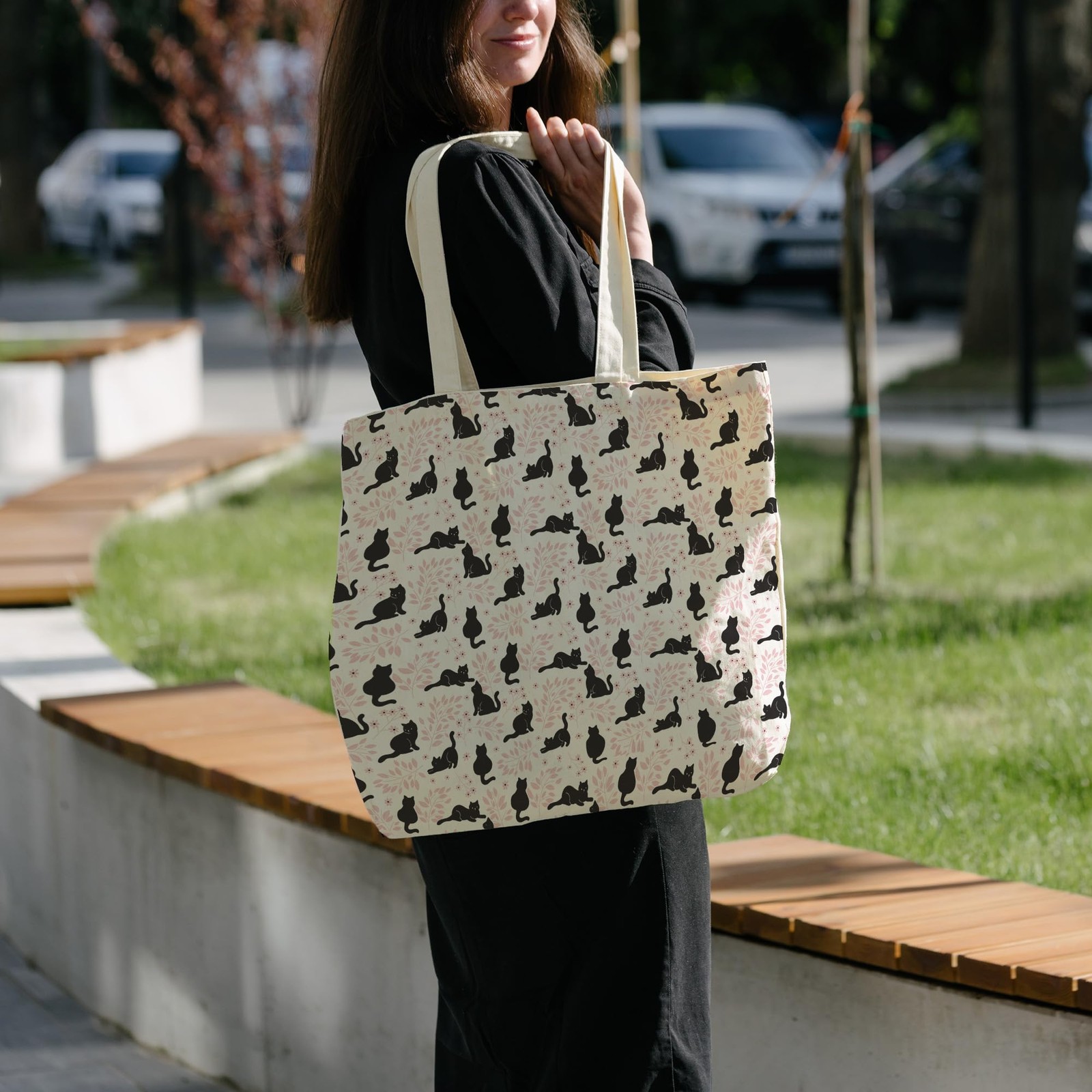 Cat Tote Bag For Women Man, Cute Cats Tote Bag, Reusable Work Shopping Grocer…