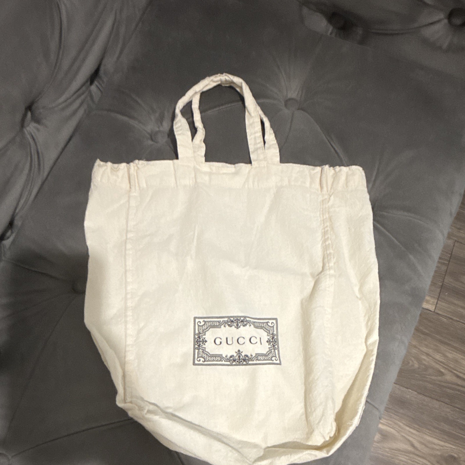 Gucci Beige Logo Canvas Reusable Tote Shopping Bag 13x9x12 in