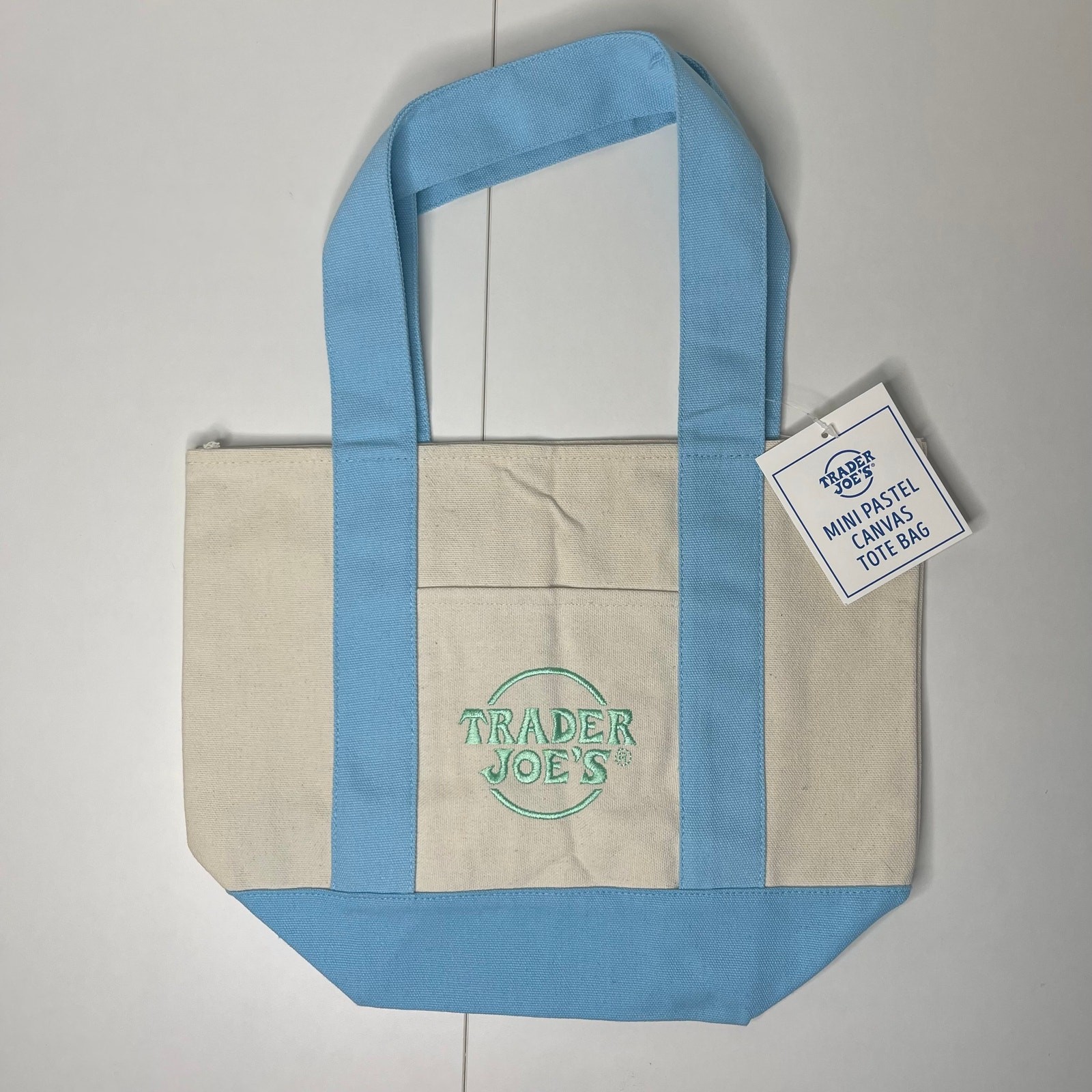 LOT Set of 4 — Trader Joe’s Canvas MINI Tote Bag — Pastel Purple Green Pink Blue