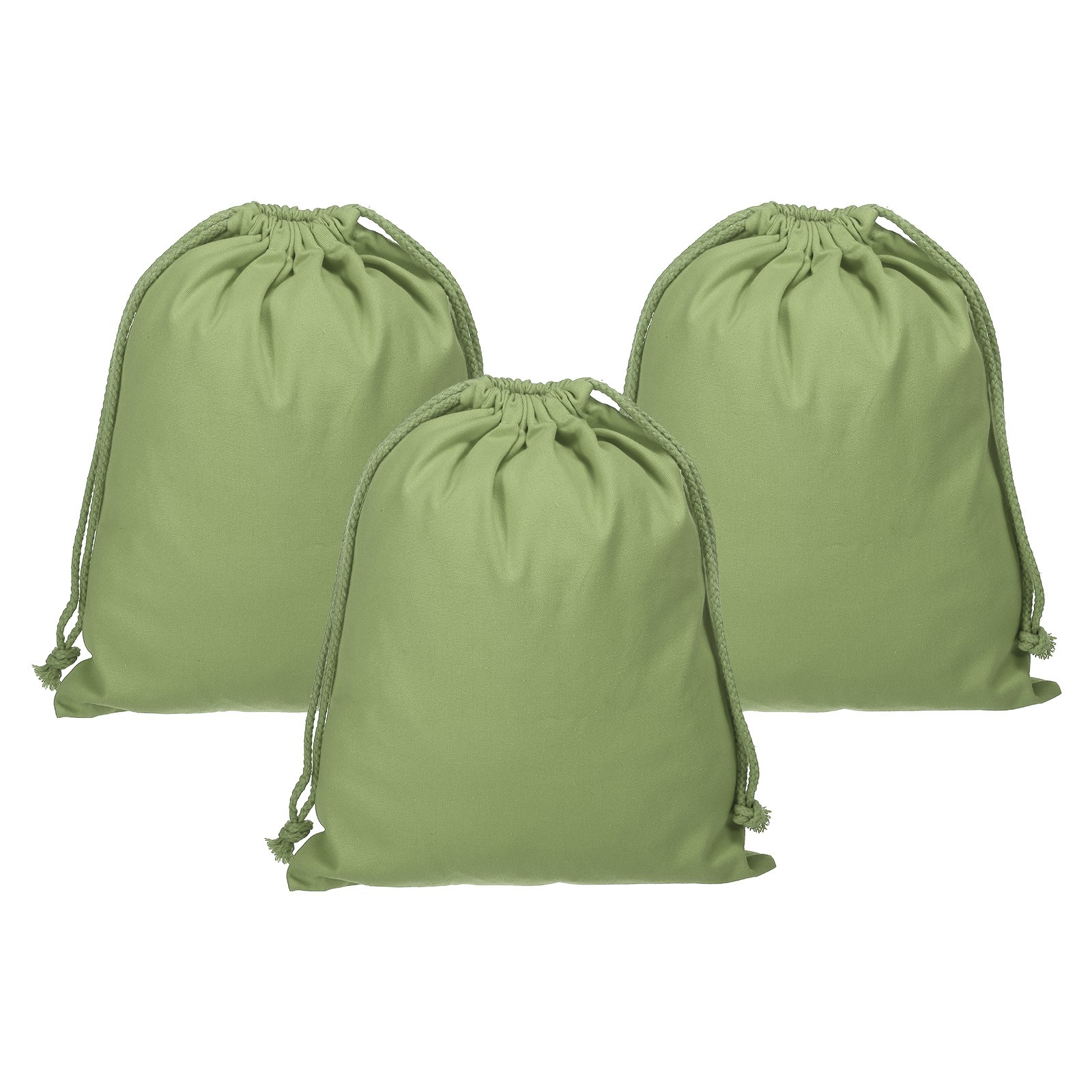 3pcs Reusable Drawstring Bags, 10×12.6″ Multipurpose Bags, Light Green