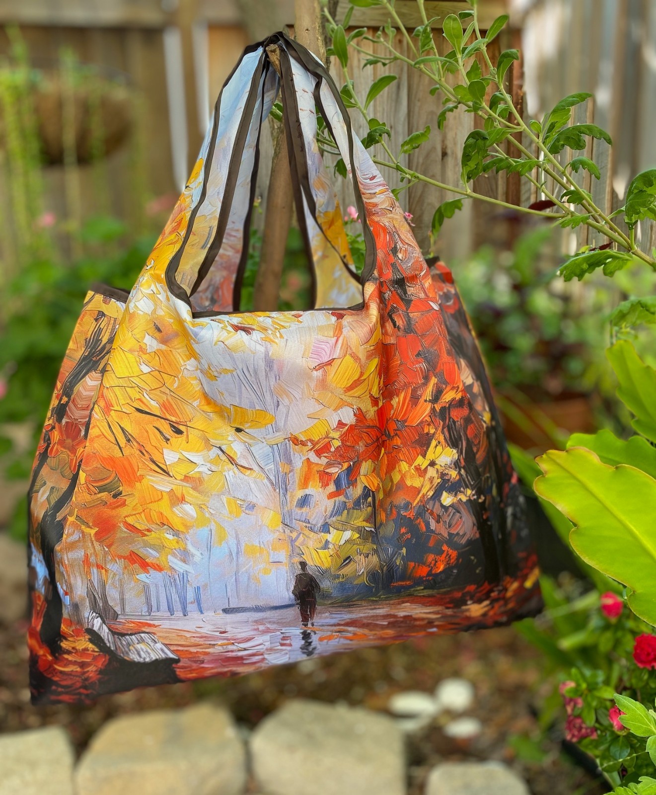 Wrapables Large Foldable Oil Painting Nylon Reusable Grocery Bag