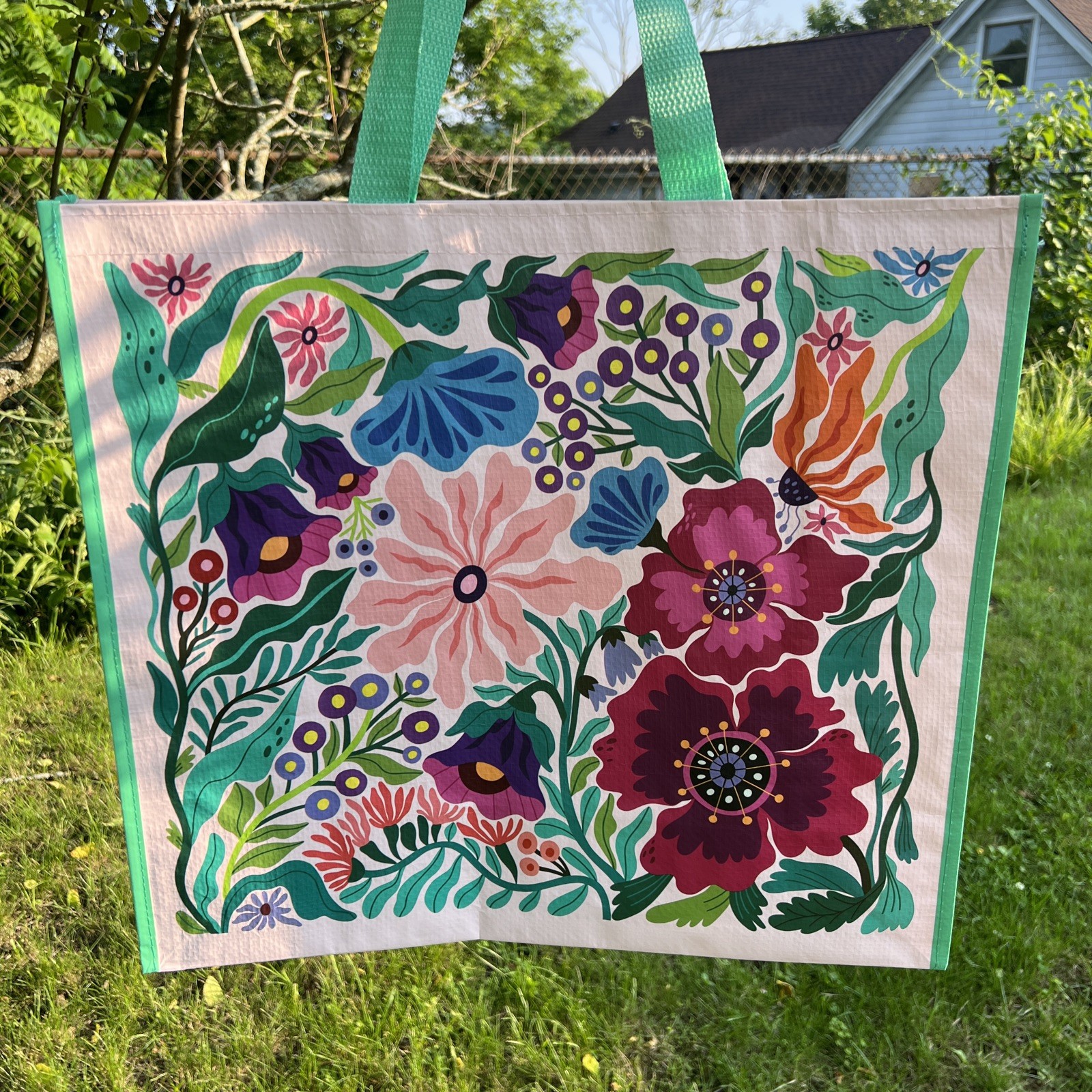 REUSABLE SHOPPING TRAVEL TOTE BAG FLORAL🦋 ECO FRIENDLY TJX NEW
