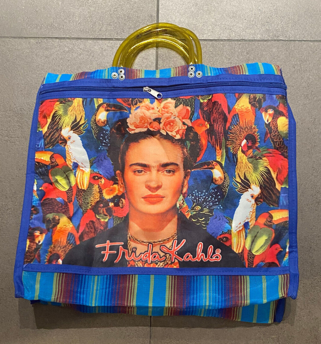 Frida Kahlo Blue Mexican Mesh Bag Bolsa De Maya Mexicana De Frida Kahlo Parrott