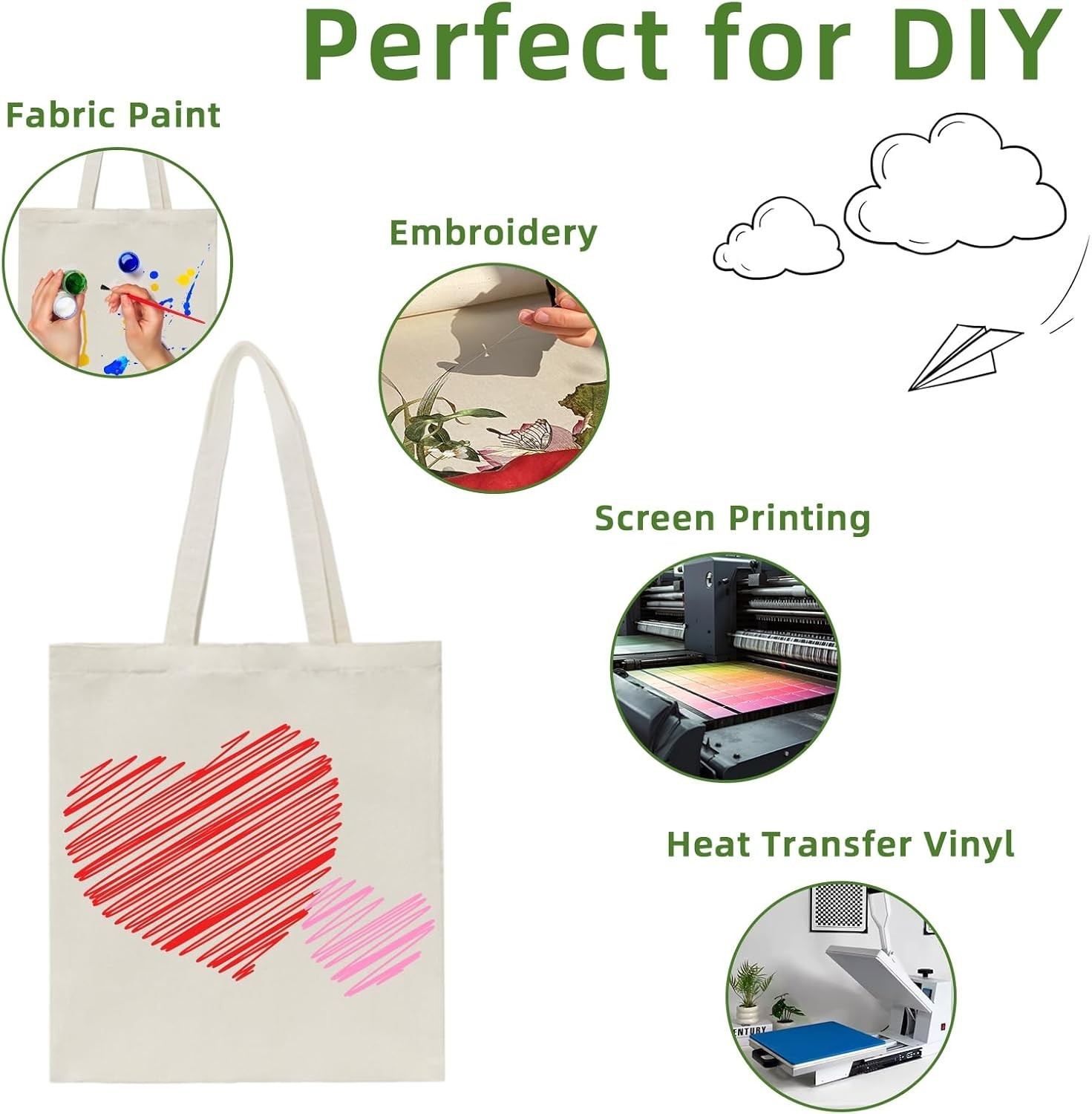 6 I 12 I 24 I 48 Pack Canvas Tote Bags,Reusable Blank Canvas for Shopping Bag…