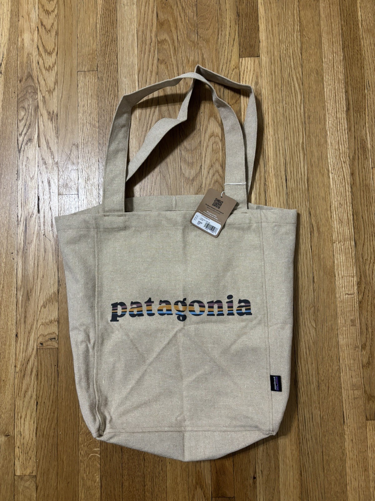 Patagonia Recycled Market Tote NWT 73 Text Logo/Classic Tan