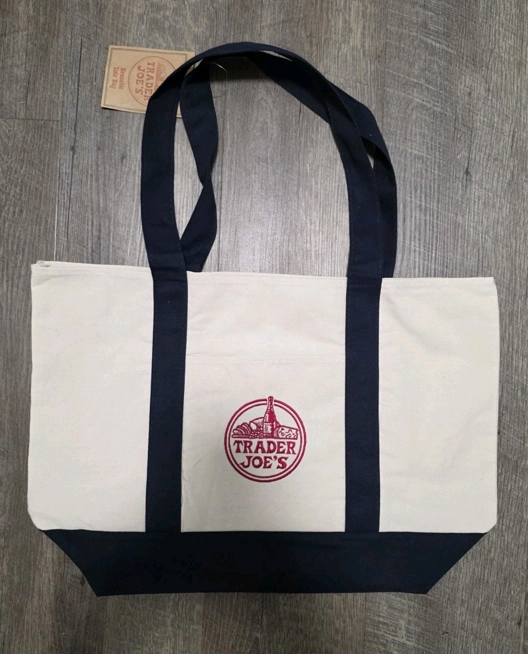 Trader Joe’s Bag Canvas Reusable Heavy Cotton Navy Large *Fast Shipping*