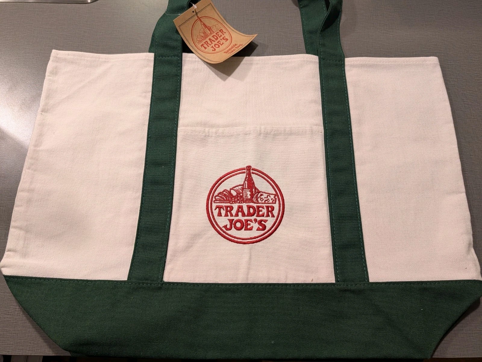 BRAND NEW with Tags – Trader Joe’s – Canvas Tote Shopping Bag – LARGE GREEN