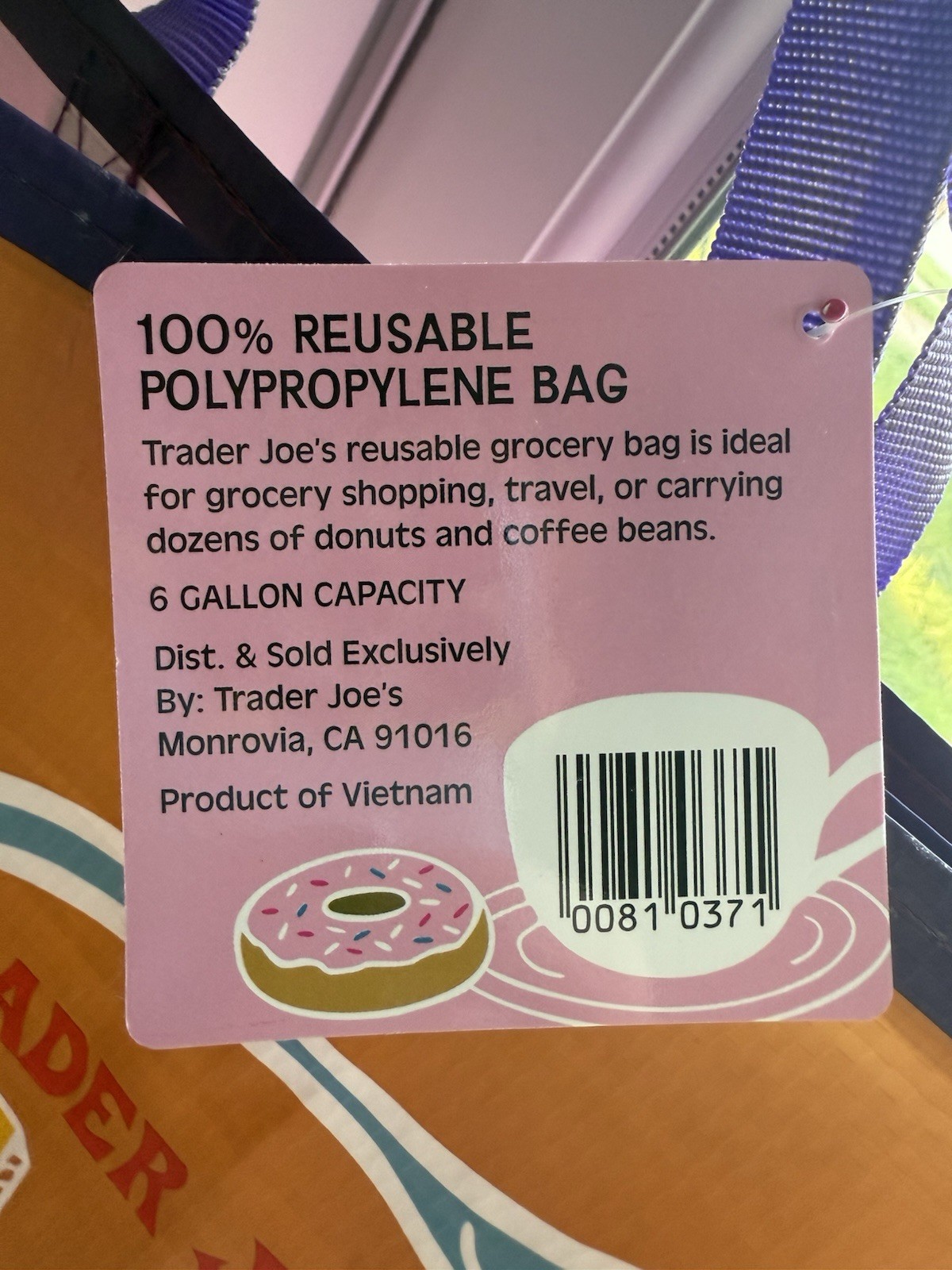 Trader Joe’s Comfort Food 6 Gal Reusable Bag SUMMER 2025 NWT