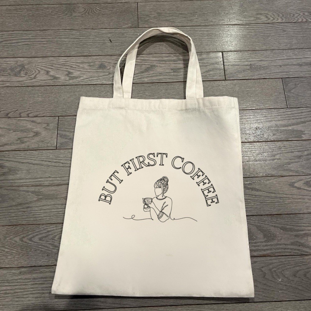 But First Coffee Tote Bag | Minimalist Cotton Shopper