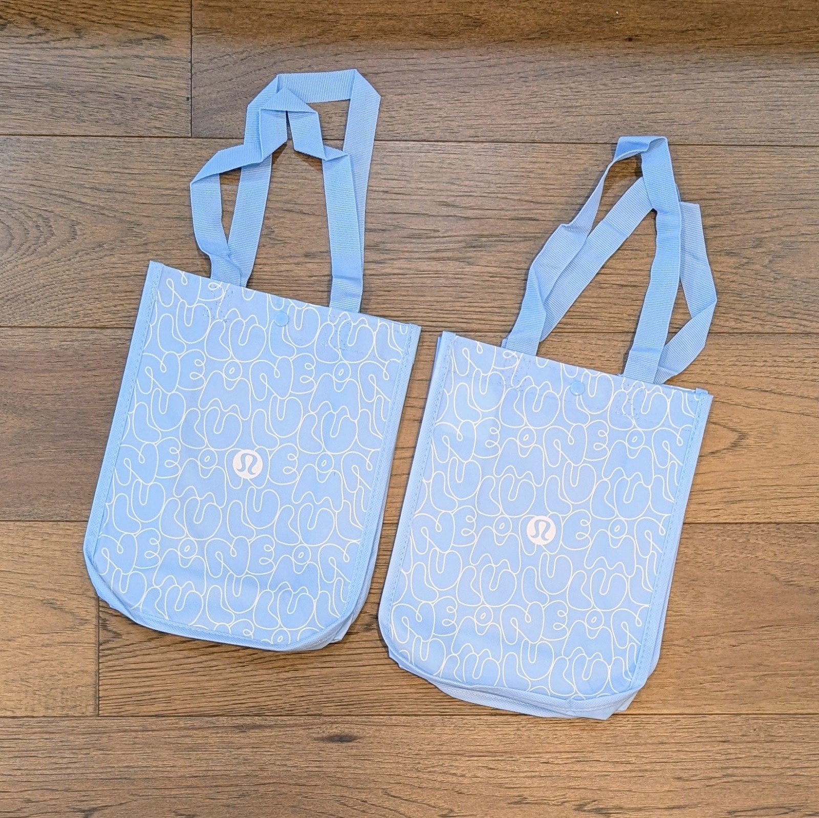 Lululemon Small Lot of 2 Reusable Shopping Totes Yoga Bags 🩵 Light Blue 🩵 NEW!