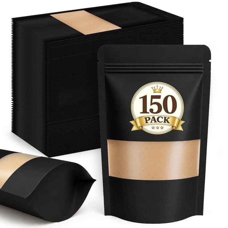 JETMORE 150 Pack Snack Bags, Smell Proof 150 3.5×5.5in (9x14cm), Black