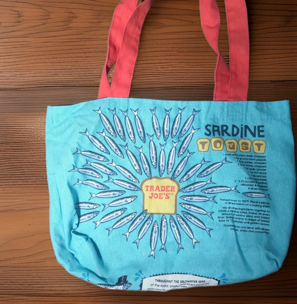 Trader Joes Blue Sardines Cheese Adventure Waffle Noun Reusable Canvas Tote Bag
