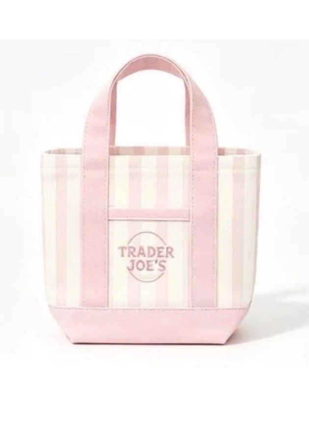 Trader Joe’s Mini Canvas Tote Bag Pink Stripes Hottest It Bag Limited 🛍️