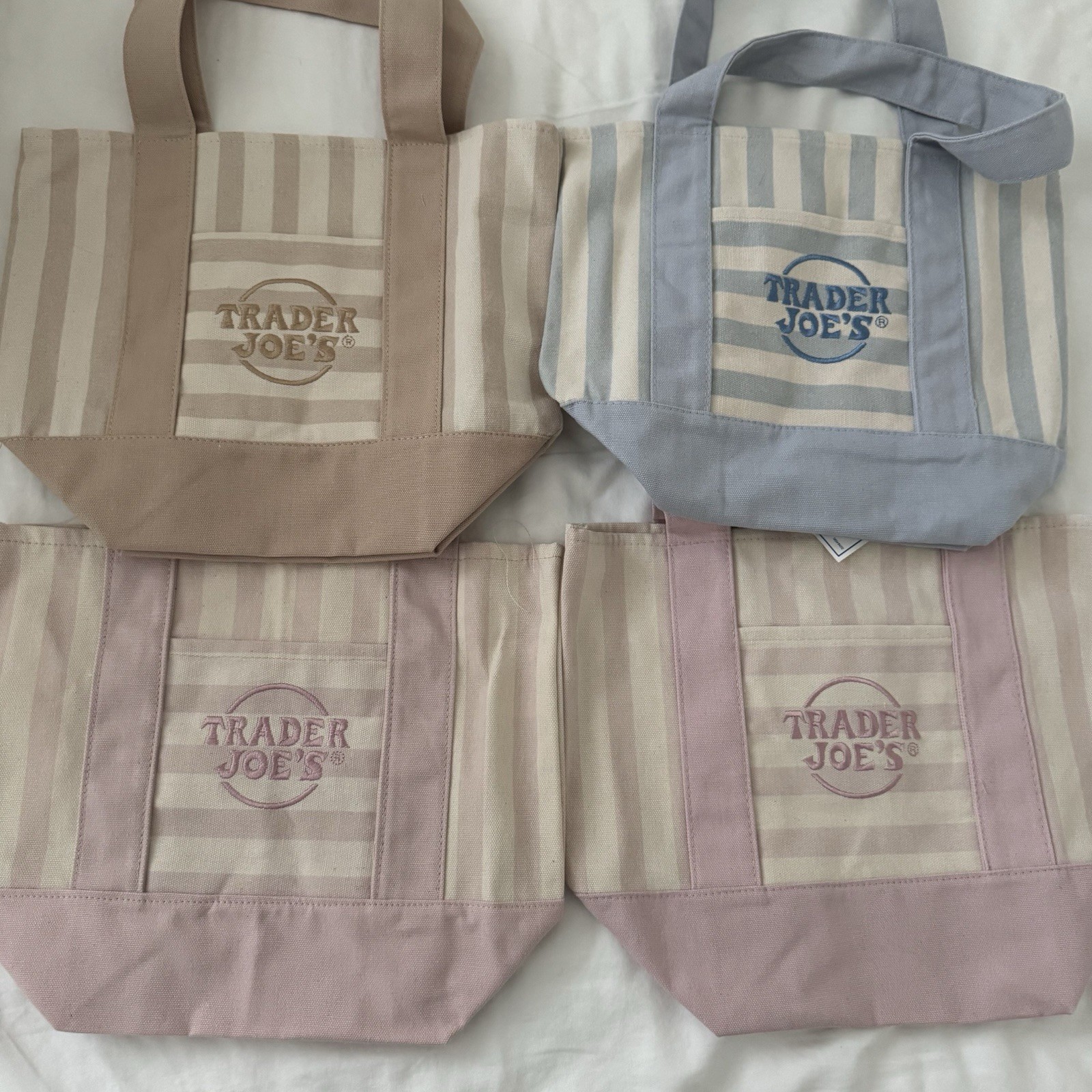 Trader Joe’s Striped Canvas Mini Tote Bags, Small 10×10 in