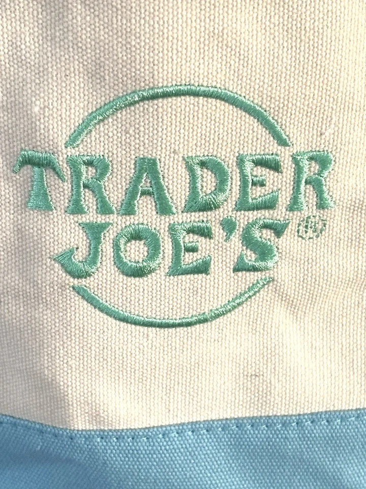 Trader Joe’s Mini Canvas Tote Bag in Pastel Blue, New with tags