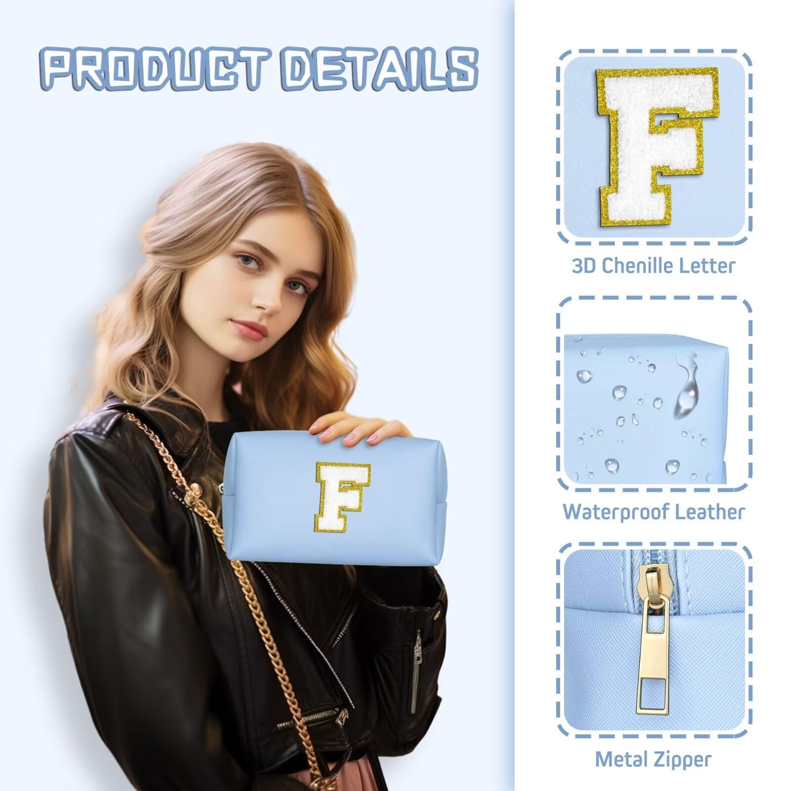 TOPEAST Travel Toiletry Bag – Essentials, Cute Small Makeup Sky Blue