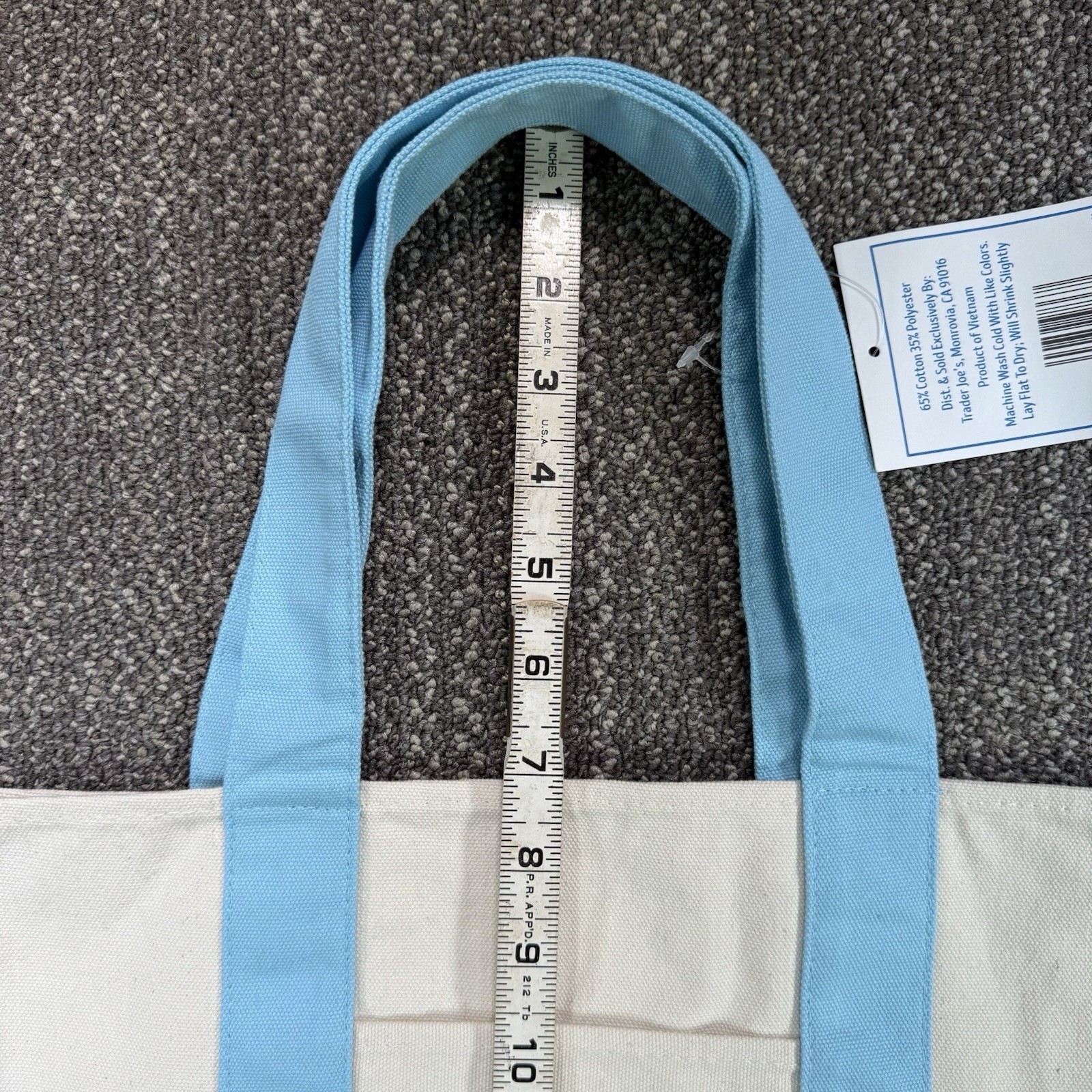 Trader Joes Mini Pastel Canvas Sky Blue Tote Bag NWT Spring 2025 Limited Edition