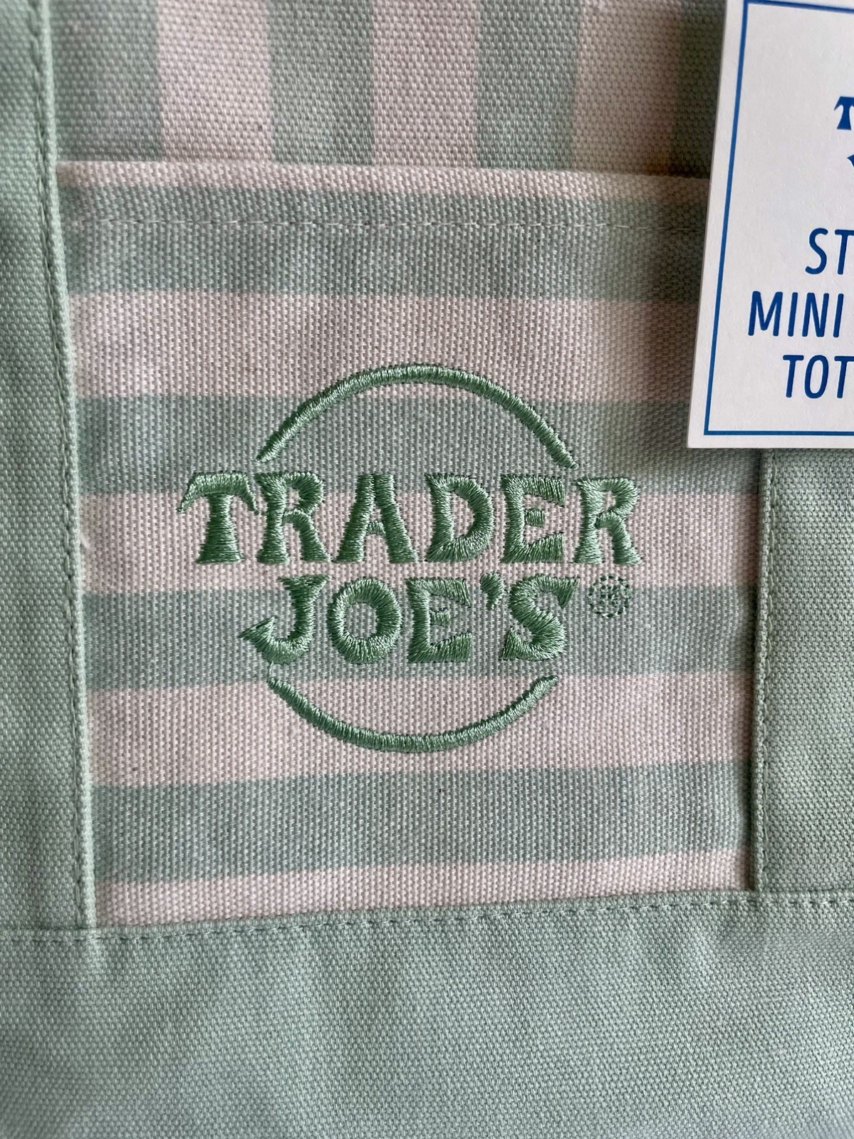 Trader Joe’s Limited Edition Striped Mini Canvas Tote Bag (2026) – GREEN/WHITE