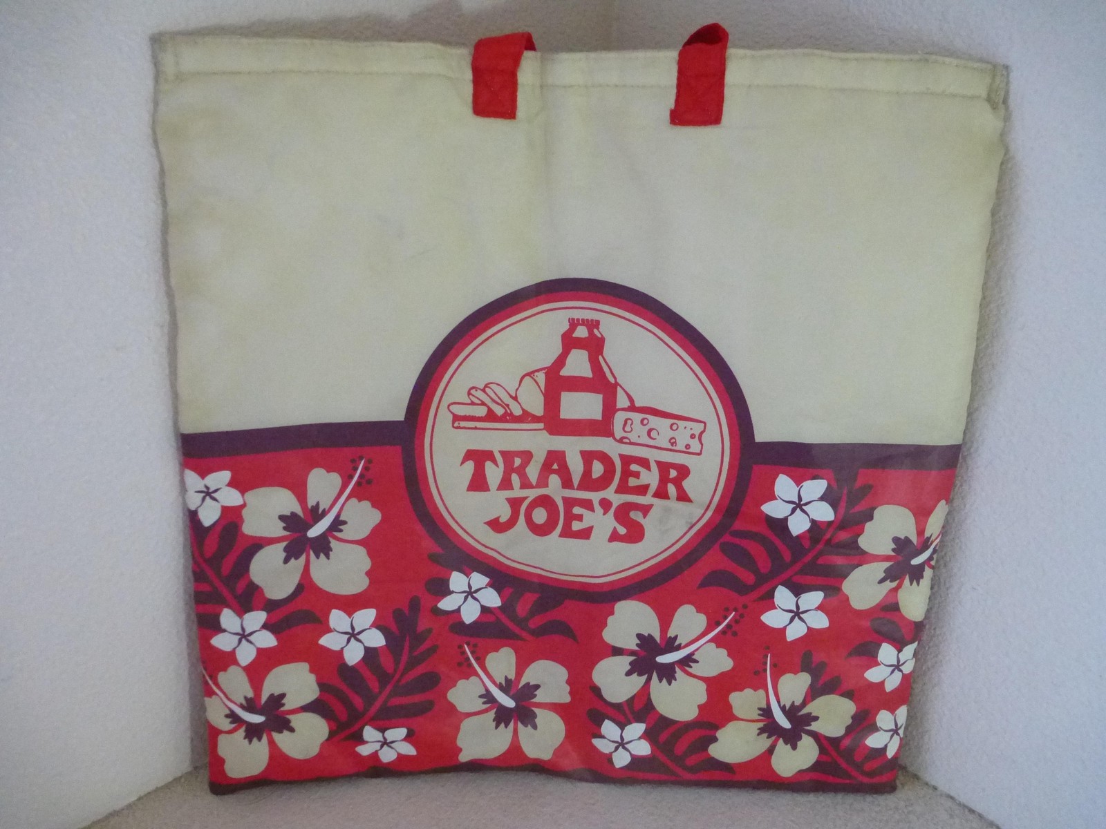 Trader Joes Reusable Thermal Tote Grocery Bag Hibiscus Tropical Floral Carryall