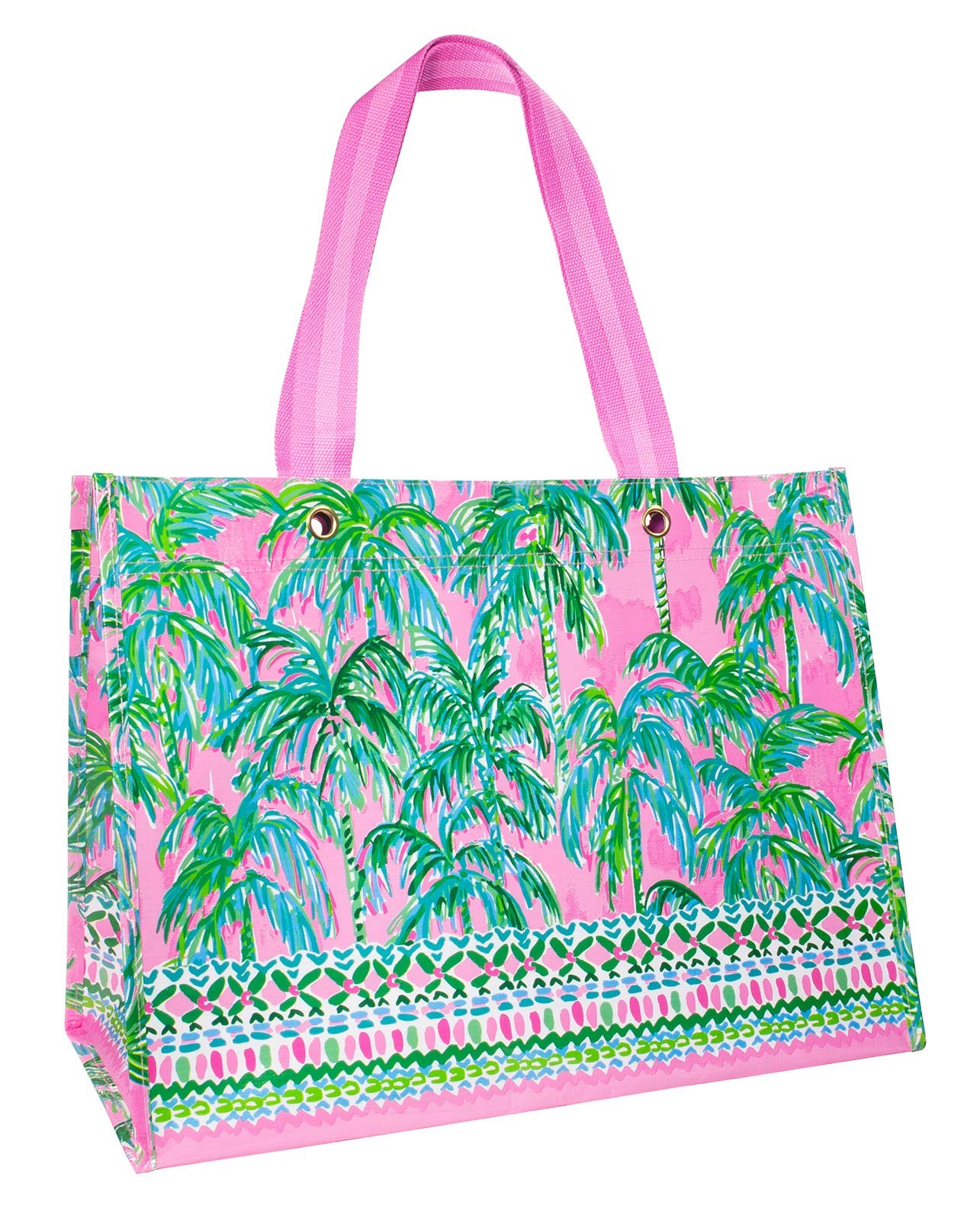 Pink/Green XL Market Shopper Bag, Oversize Reusable Grocery Tote with Comfort…