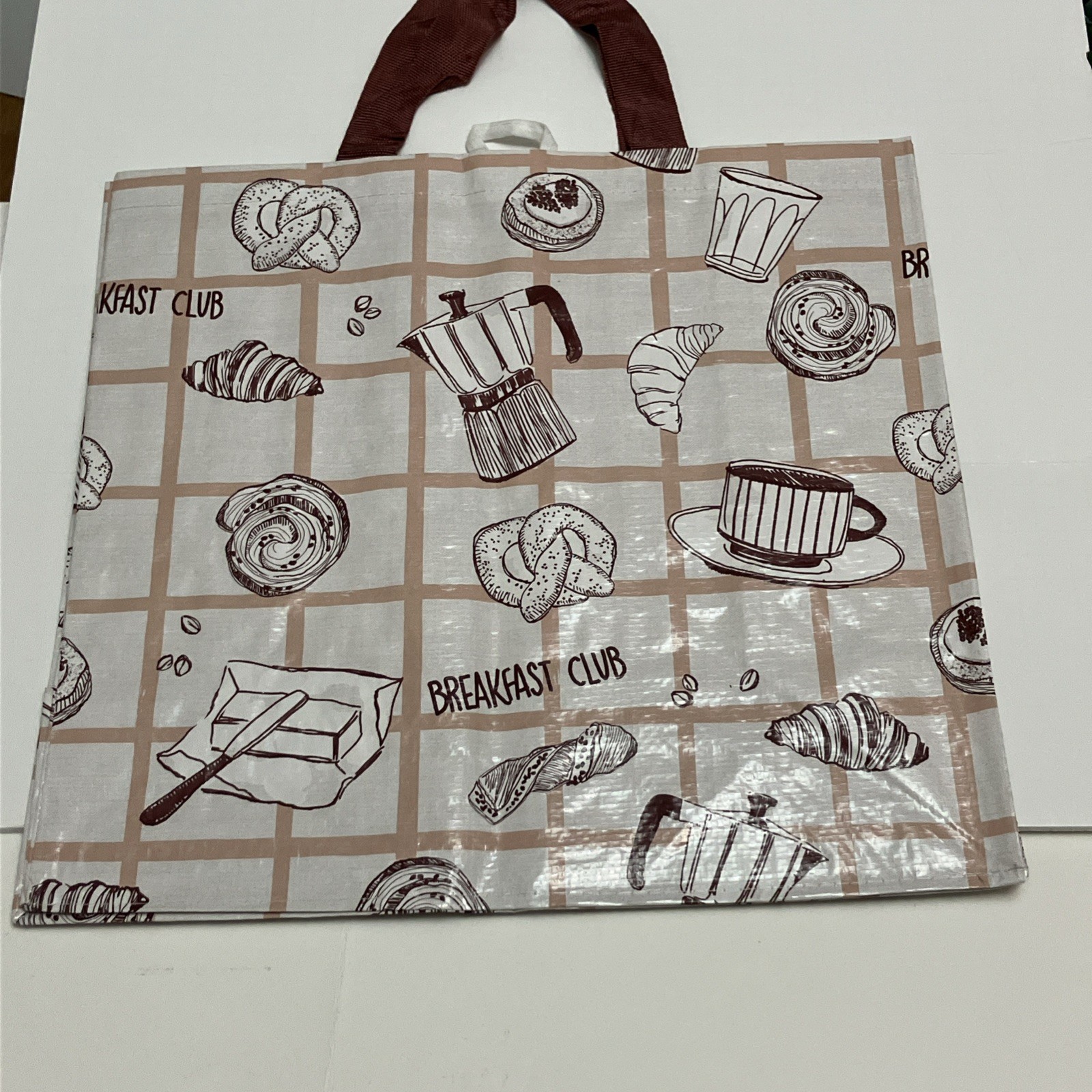 Tesco Breakfast Club Tote Bag Coffee Croissant Butter Pretzel Bean 2026 New