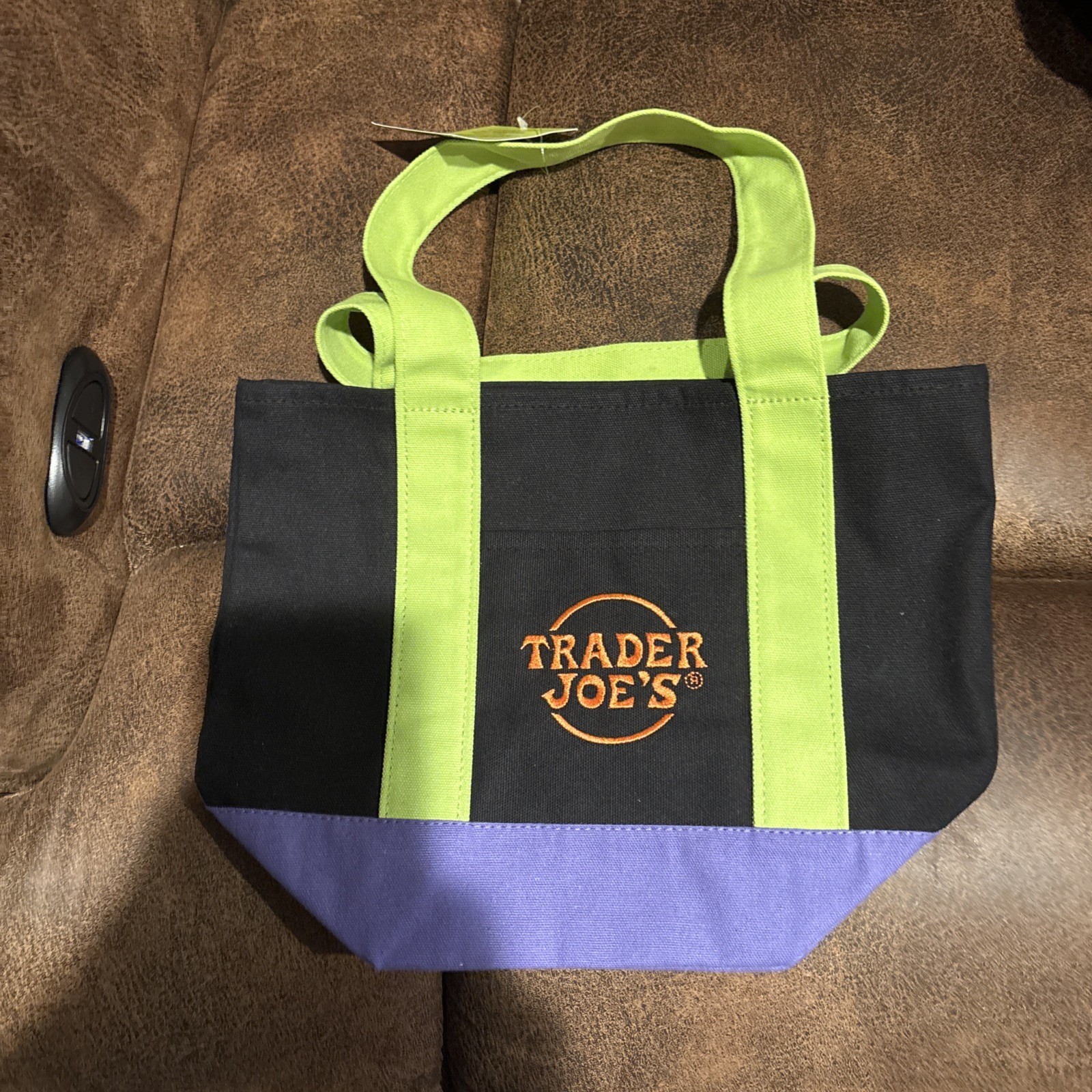 TRADER JOE’S MINI CANVAS TOTE BAG-TRICK OR TREAT-BLACK/PURPLE/GREEN New!