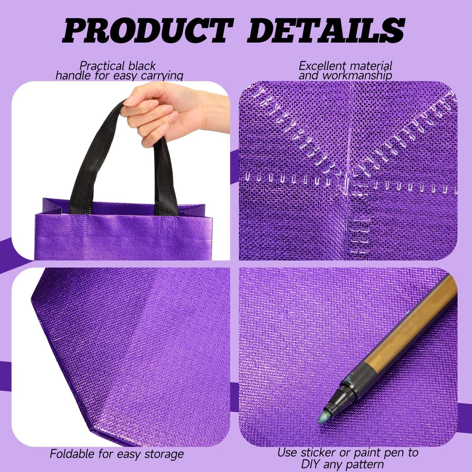 80 Pcs Reusable Gift Bags Set Glossy Grocery Gift Tote Bag with Hadnle for We…