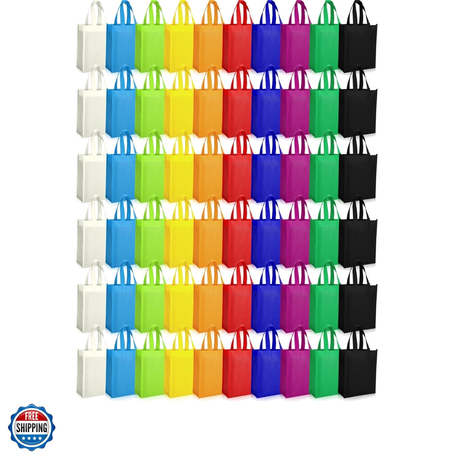 60 Pack Non Woven Tote Bags Bulk, Reusable Large Gift Bags with Handle, Folda…
