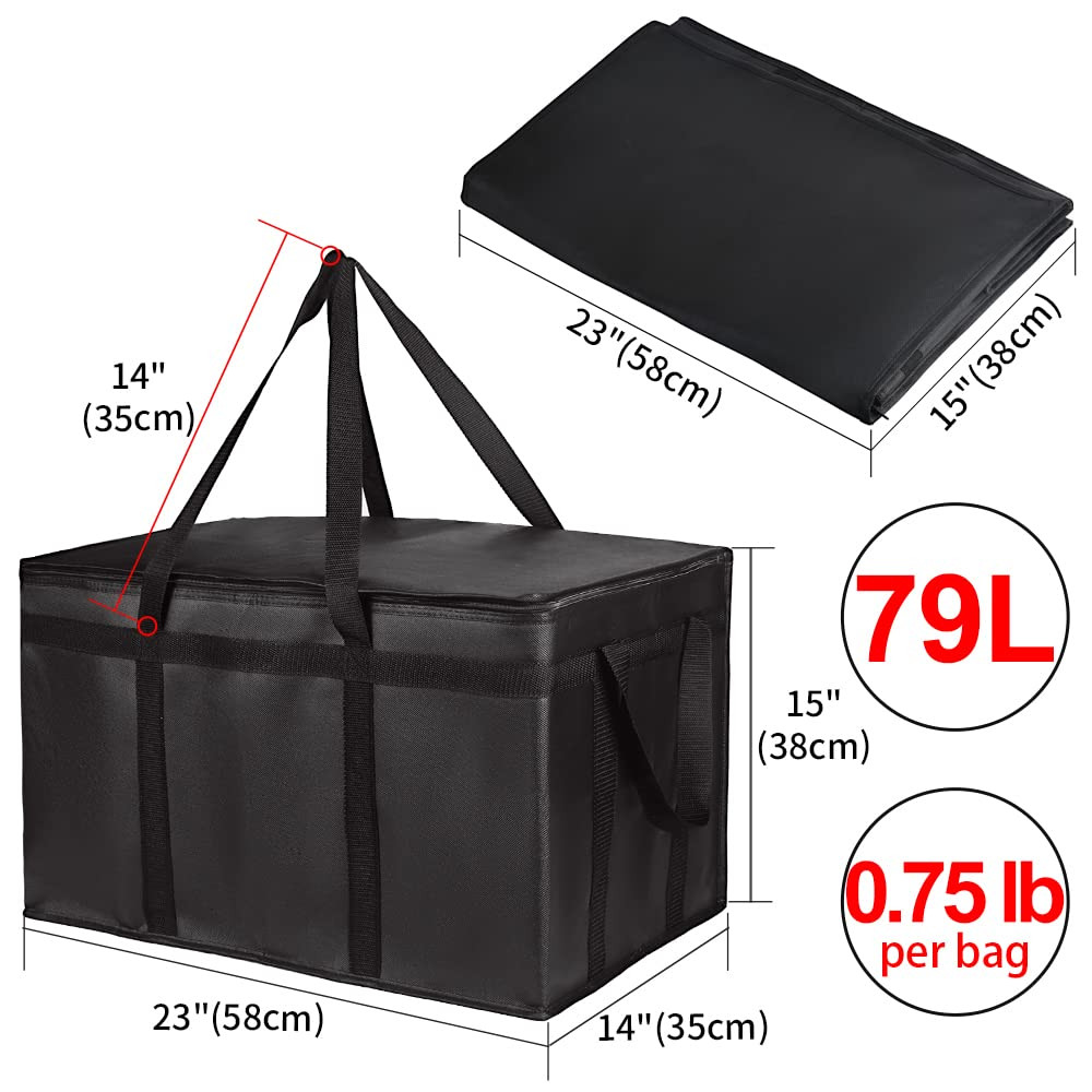 XXXL Insulated Grocery Cooler Tote Bag 22X14X13, Black, 1-Pack