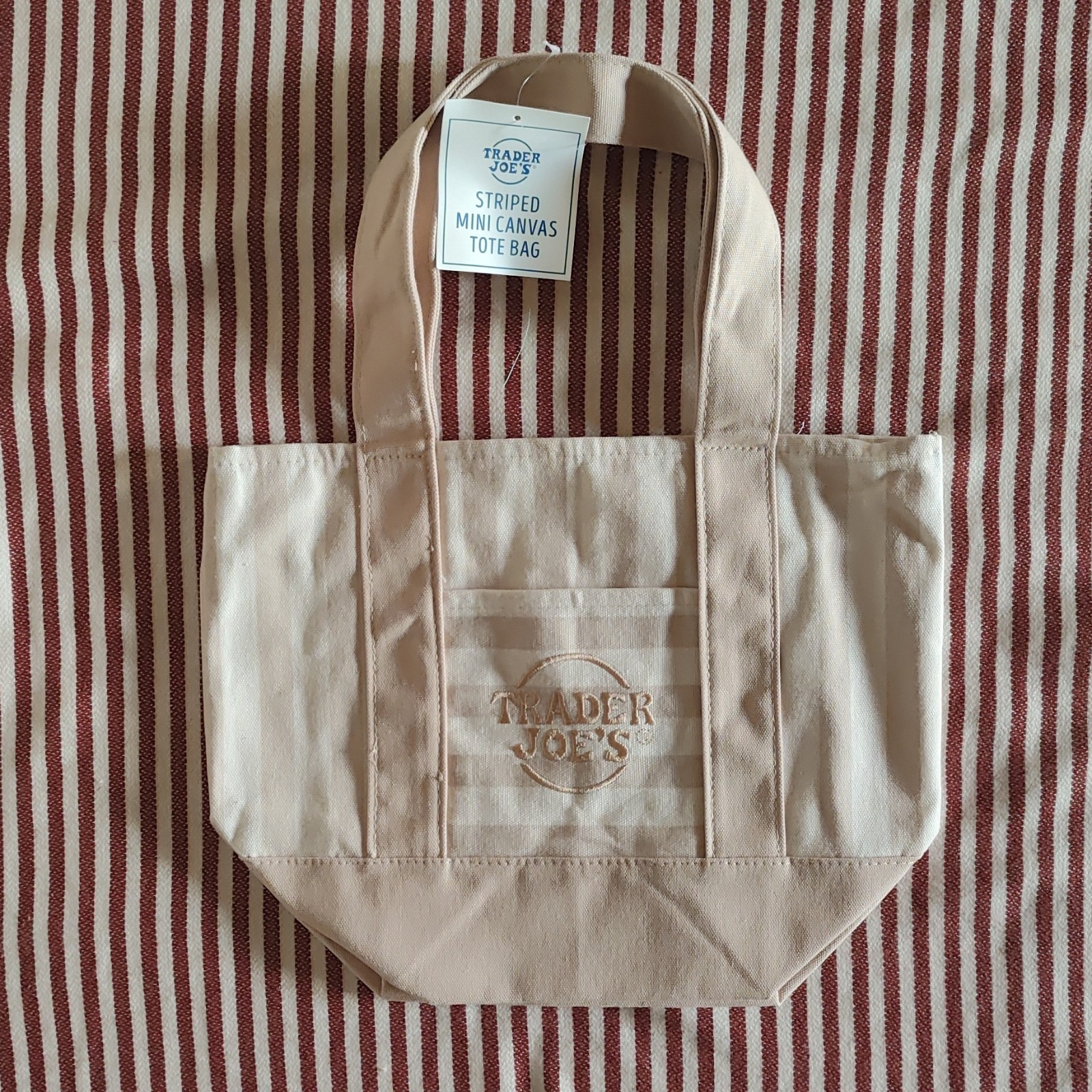 Trader Joe’s Mini Canvas Tote Bag Solid Tan Cream Summer 2026 Limited Ed NWT