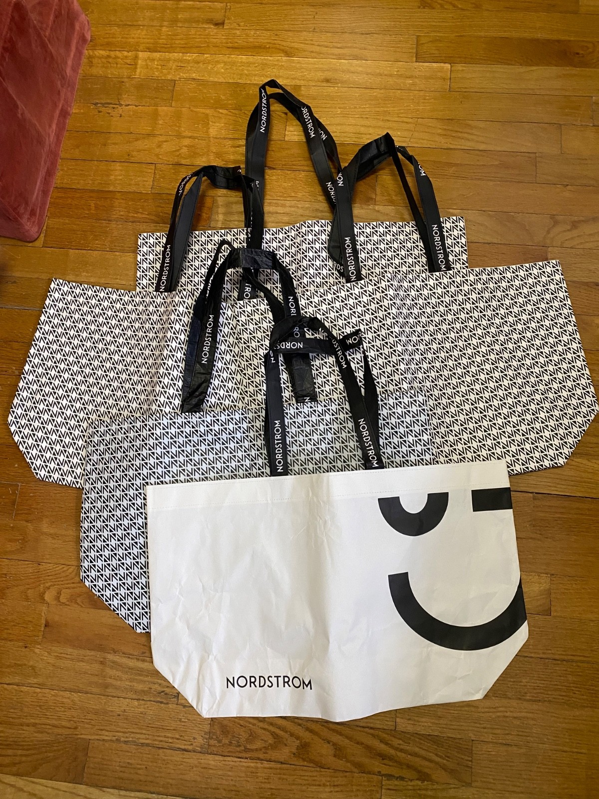 5 LOT – Nordstrom Shopping Tote Bag Reusable Shopping Eco Medium – White & Black