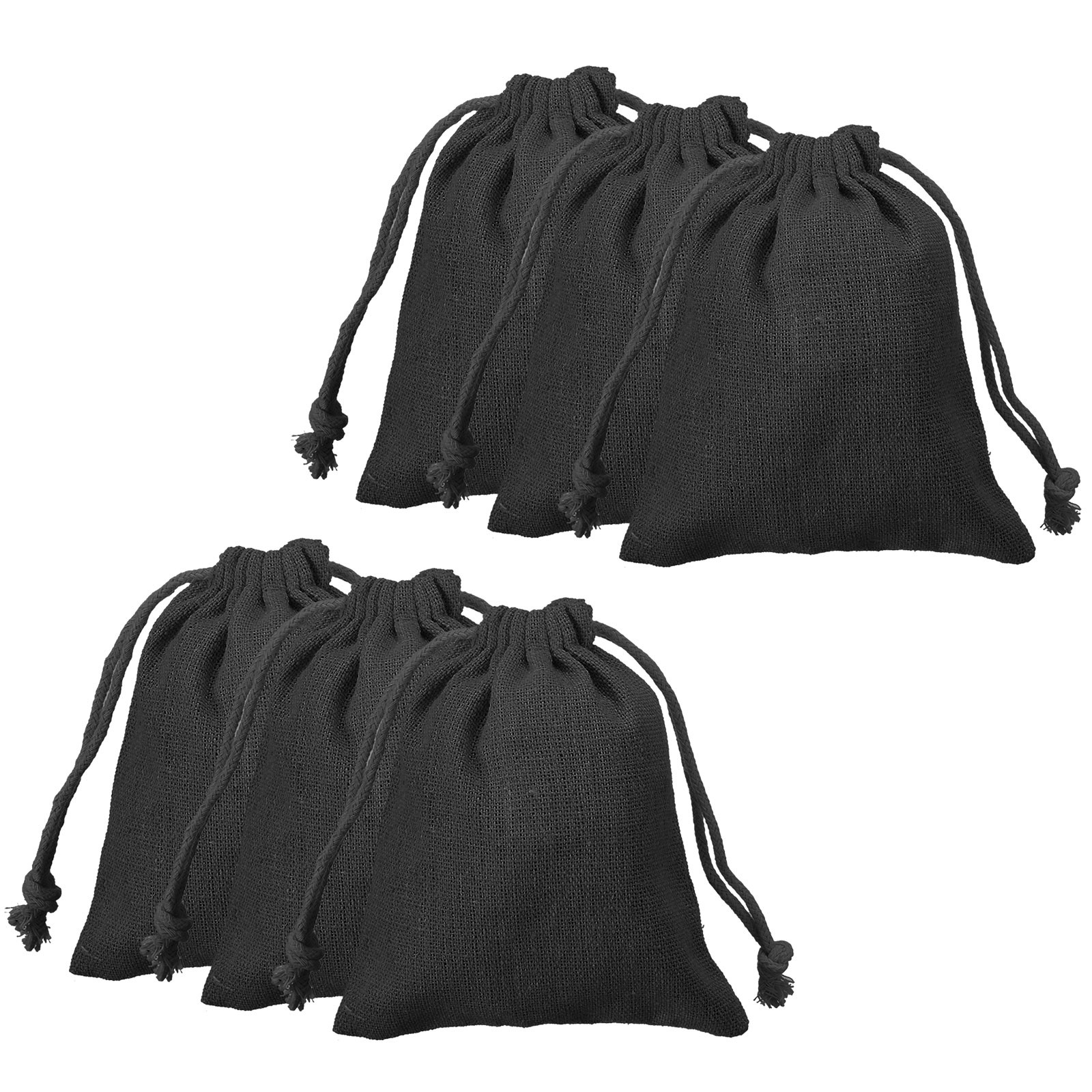12pcs Cotton Storage Bags 3.9″ x 5.5″ Canvas Drawstring Bag, Black