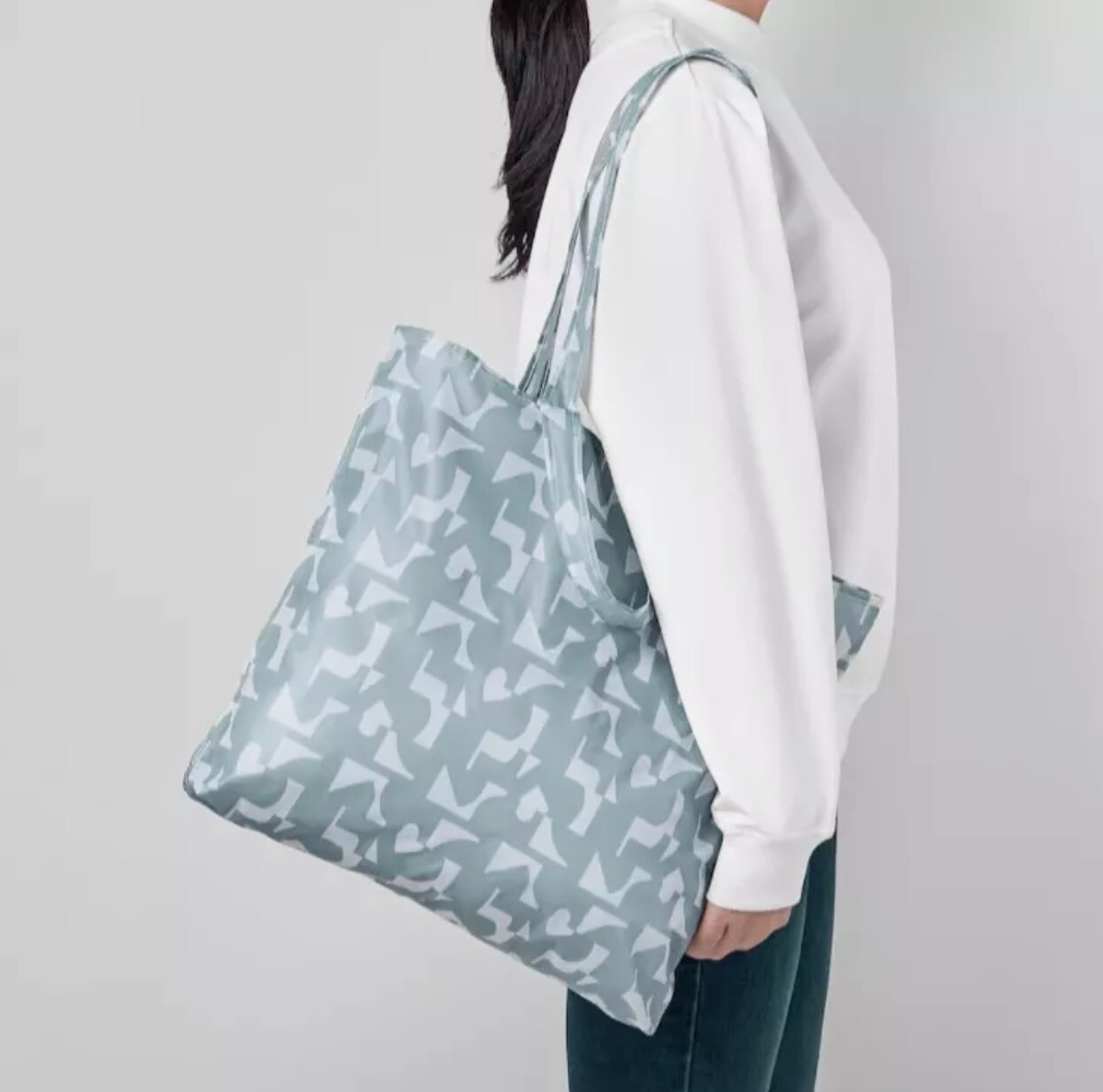 IKEA SKYNKE Reusable Blue Gray Shopping Tote Medium Folding Eco Bag – NEW
