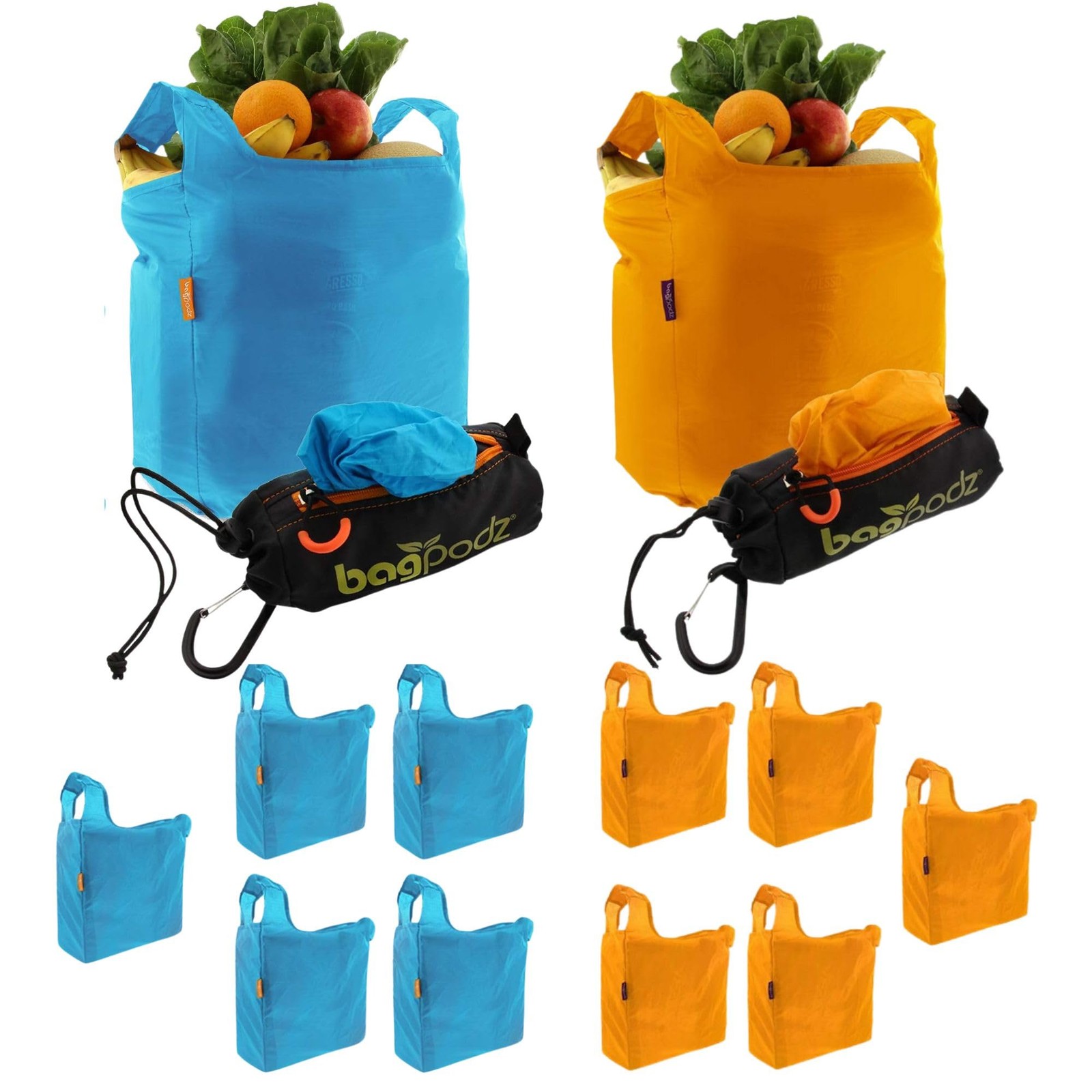 10 Sturdy Reusable Grocery Bags Made From RipStop Nylon Hold 50lbs -…