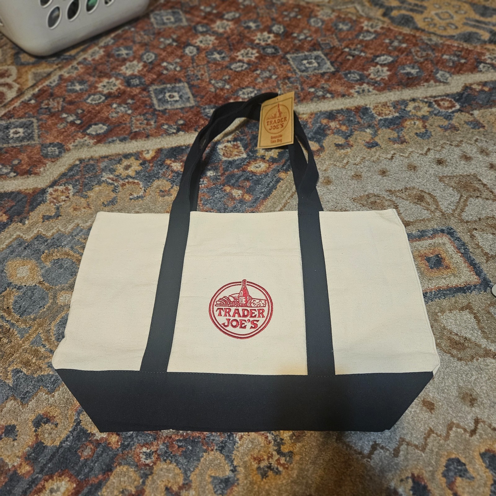 TRADER JOE’S Market Shopping Tote Bag Canvas ECO-Friendly Ivory Cream Cotton NAV