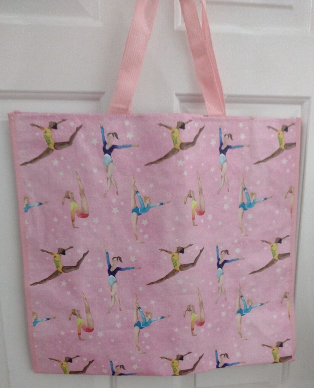 TJ Maxx Eco-Friendly Shopping Bag Pink Gymnastic Print Reusable Tote