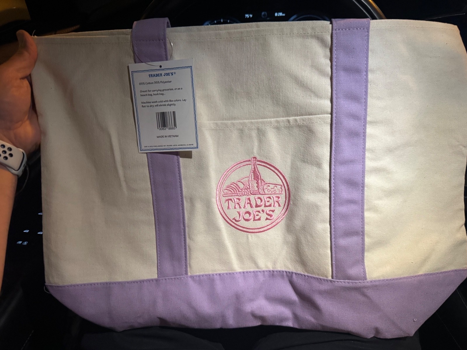 Trader Joe’s Canvas Large Purple Shopping Bag Limited Tote Lavender New W/Tags