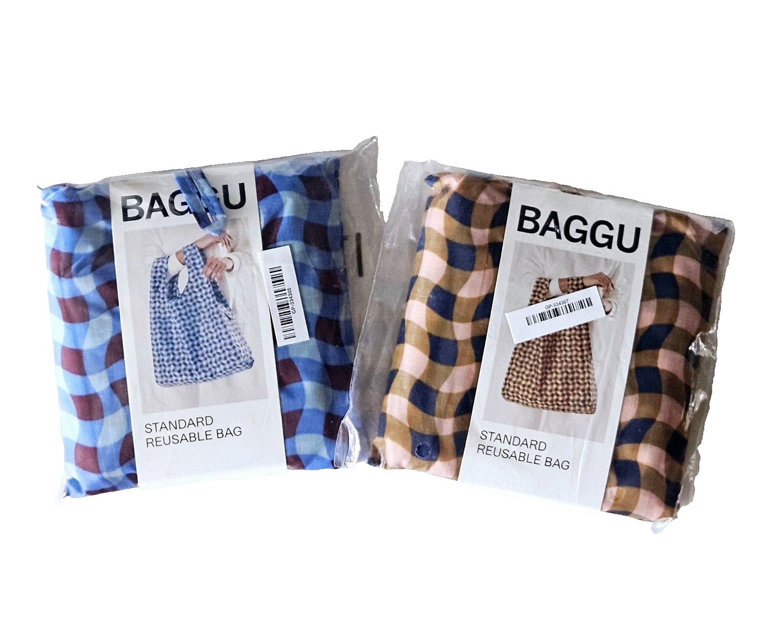Baggu Standard Tote Bags/ Set of 2- Wavy Gingham SEALED NWT