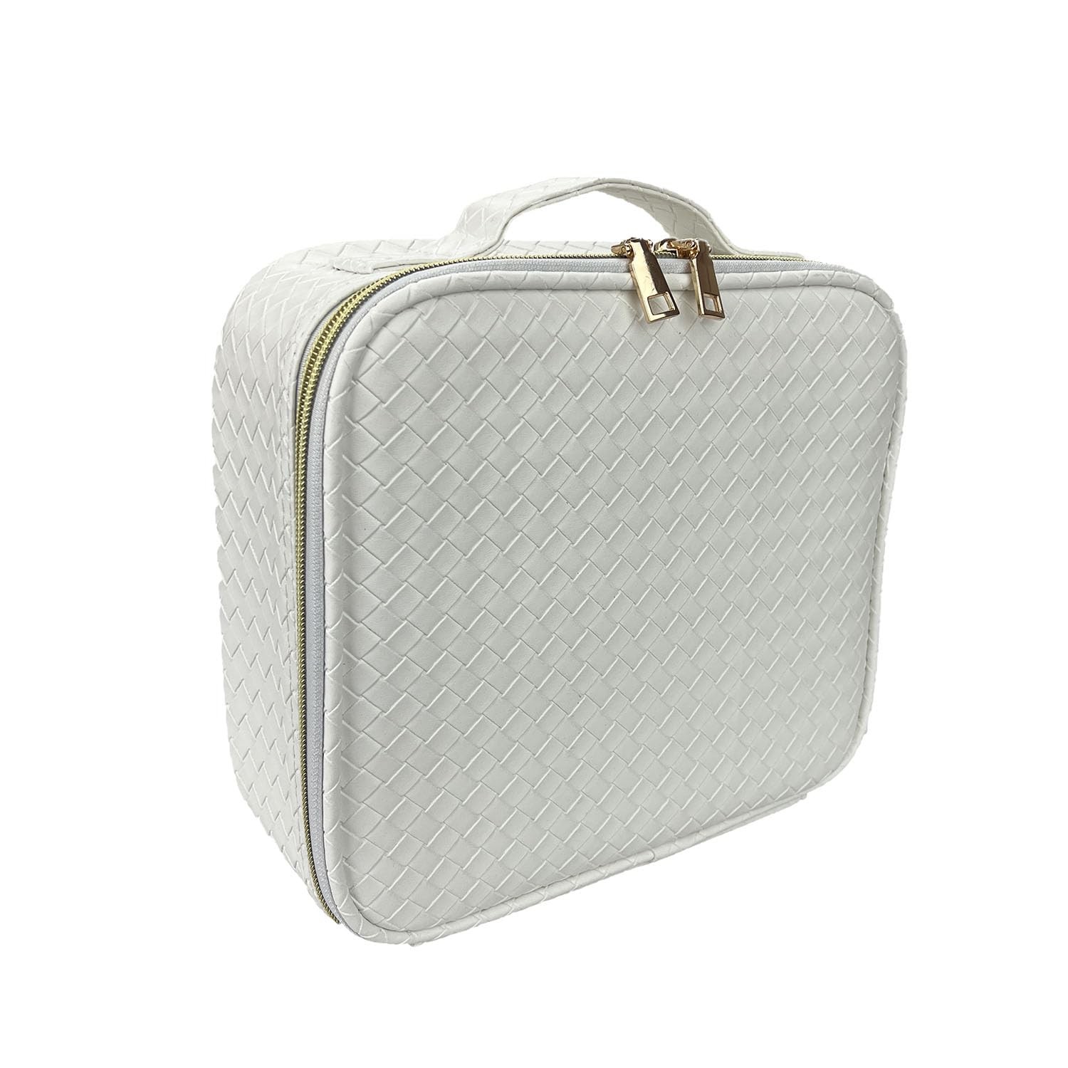 CHICREEN Large Black Makeup Organizor, Cosmetic Case, Travel White-Sew