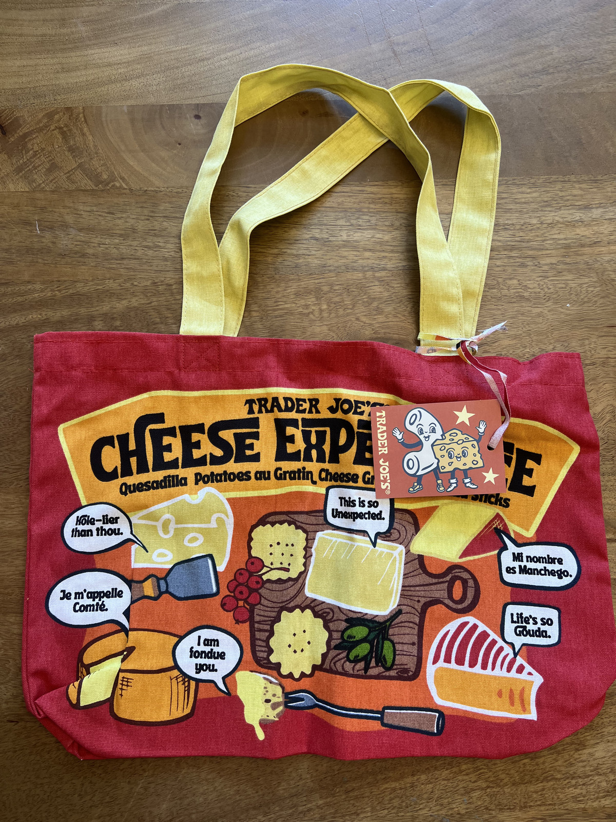 Trader Joe’s Cheese Tote Bag Reusable 100% Heavy Duty Cotton Grocery Shopping