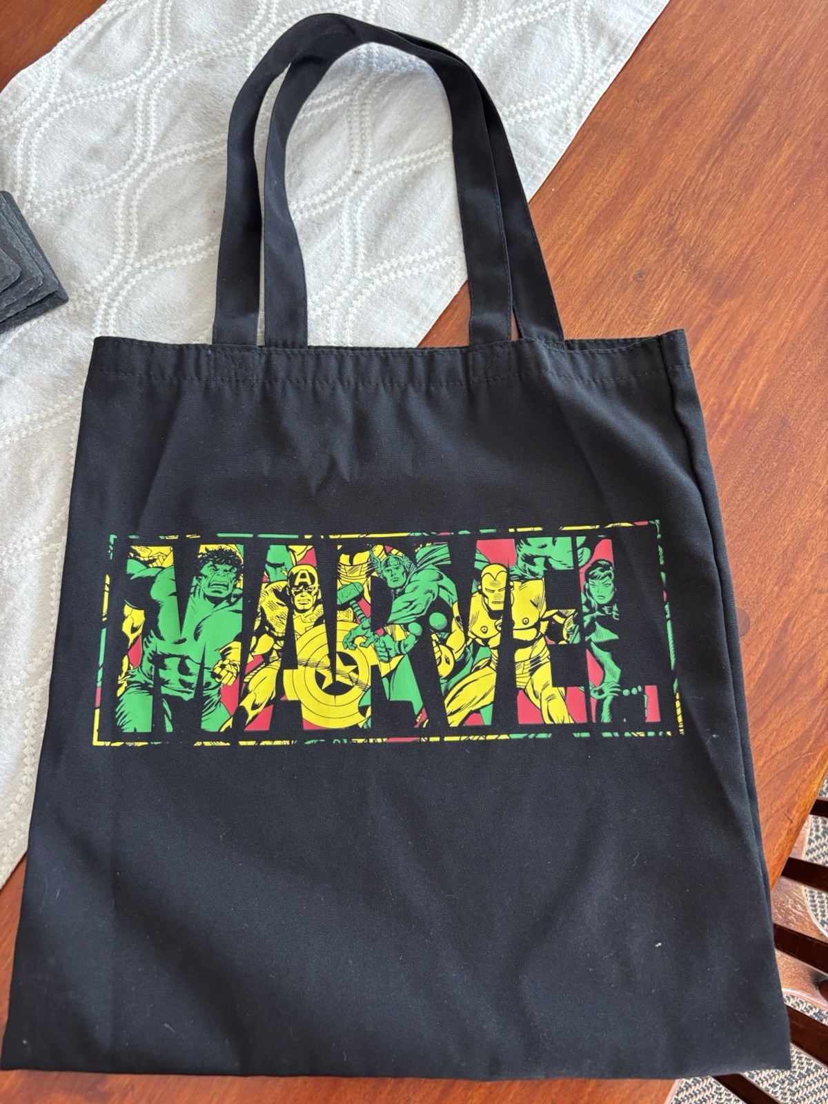 Marvel Avengers Endgame Black Graphic Print Tote Bag 14x14x14 in