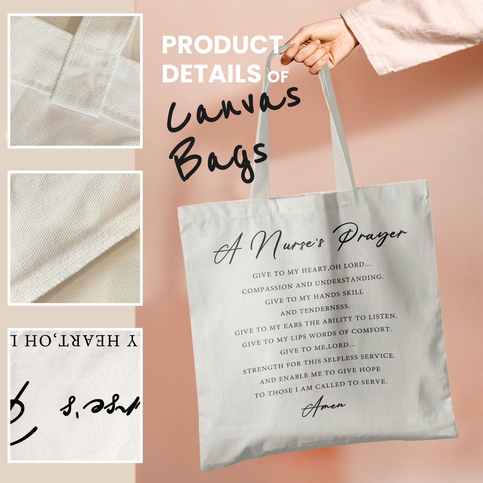 Nurse Tote Bag – Nurse Appreciation Gifts for , Reusable Canvas Grocery Bags