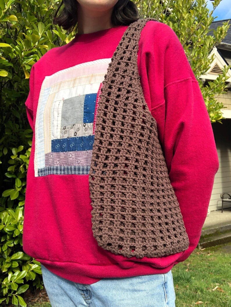Brown Mesh Tote Bag