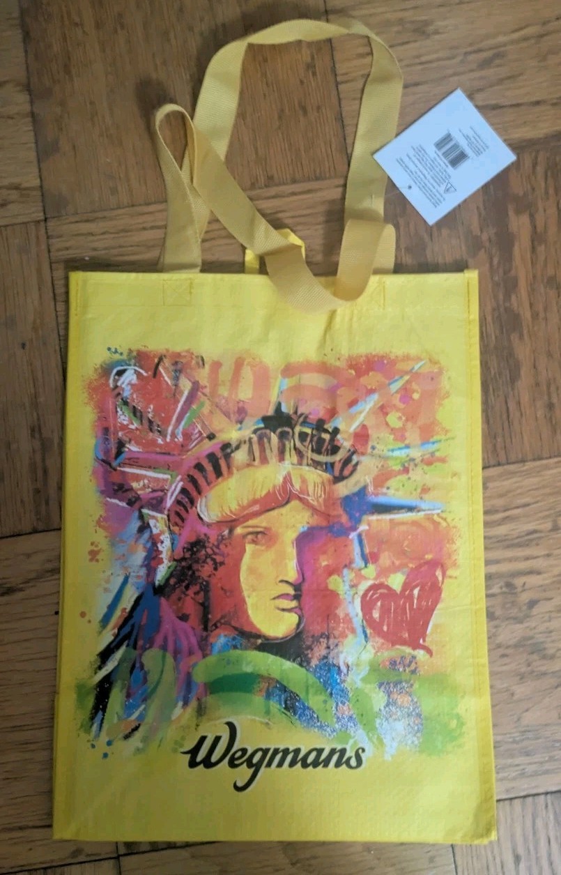 Wegmans Statue of Liberty Yellow New York City Reusable Shopping Bag NWT