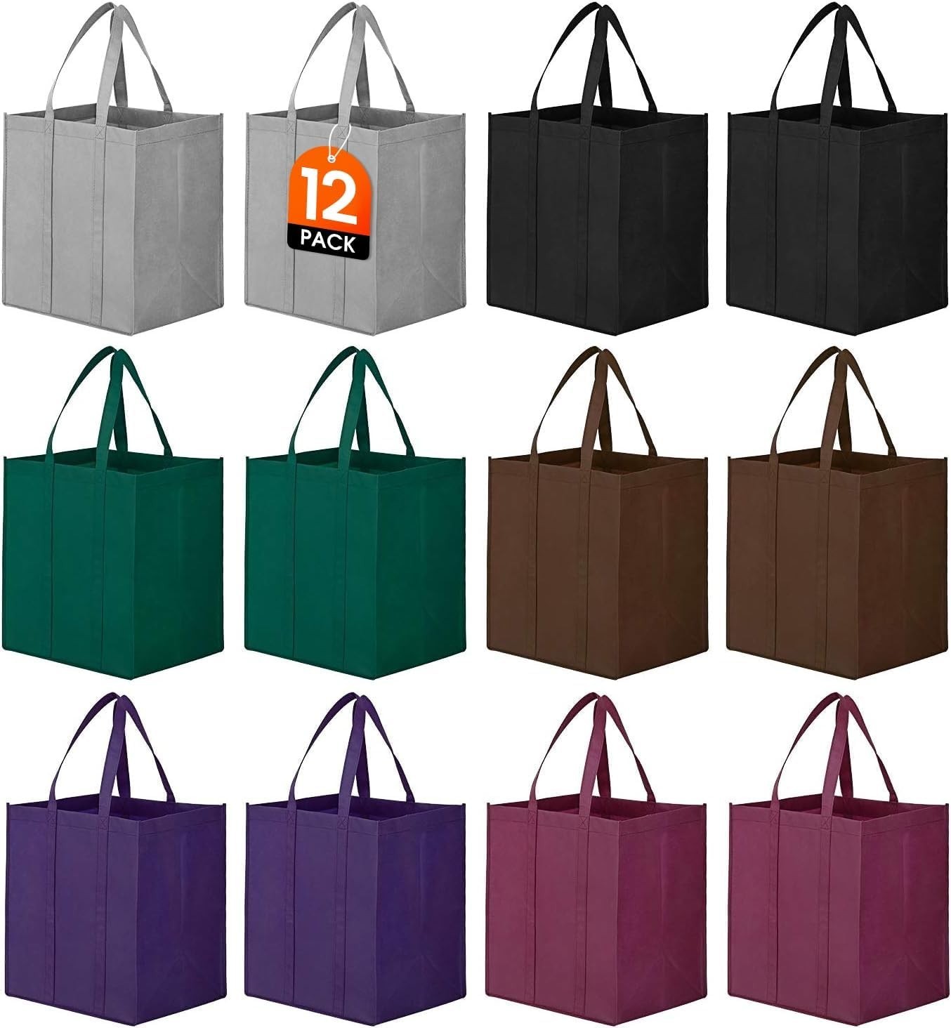 Eco-Friendly 12 Pack Grocery Bags – Large Foldable Totes for Sustainable Living